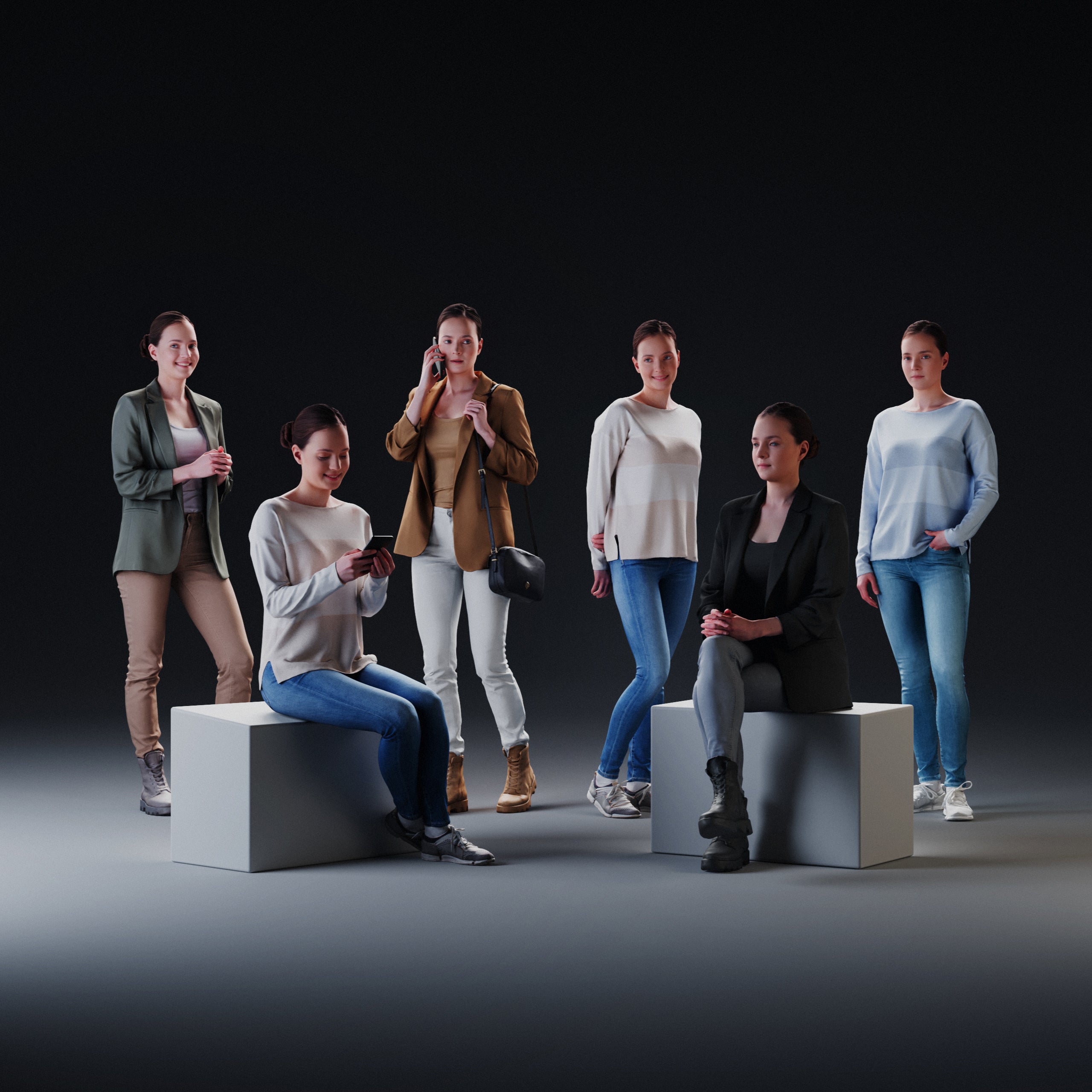 Pack of 6 3D Posed Models of Aga